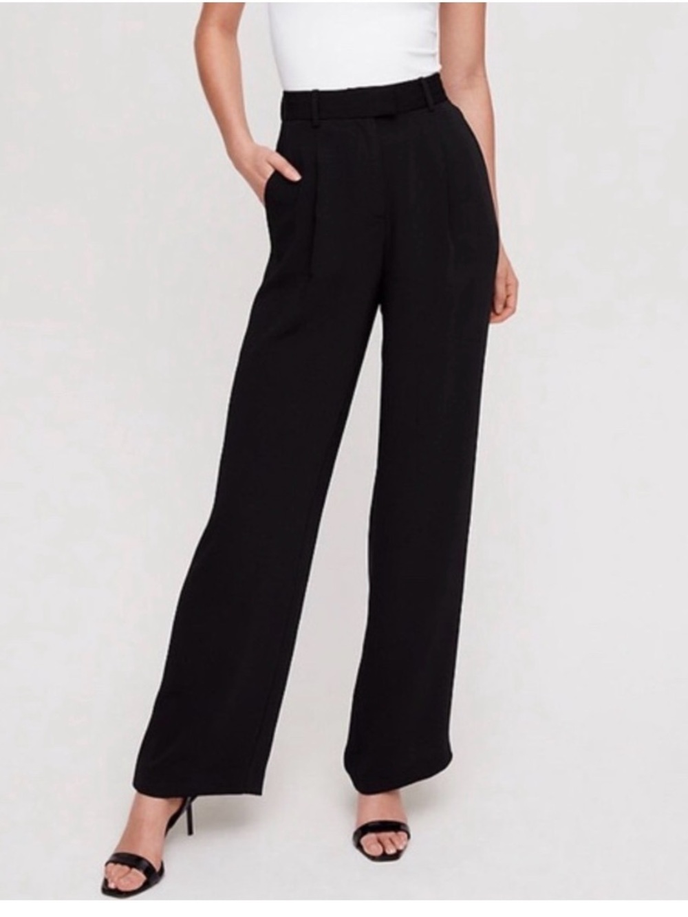 Babaton Sadiki High-Rise Wide-Leg Long Black Trouser Pants